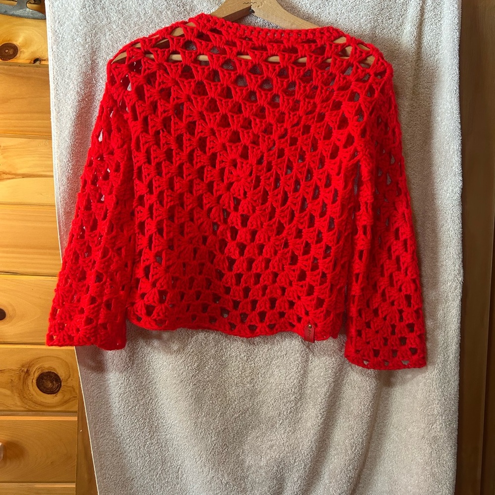 Red Crochet Kids Sweater Made With Love By Jodi